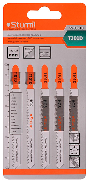 Пилки д/лобзика T101D 5шт Sturm 5250310