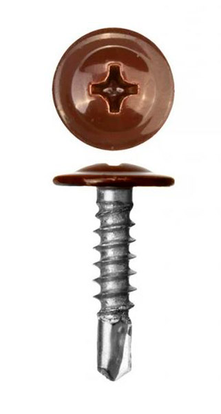 4,2х25 RAL8017 Саморез   с прессшайбой сверло (1000)