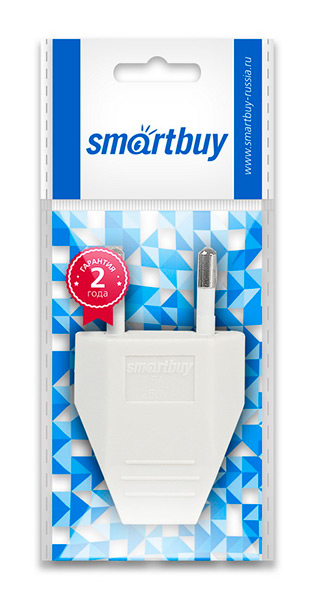 Вилка Smartbuy плоская белая 2,5А 250В (SBE-2.5-P06-w)