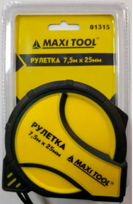 Рулетка SCR001 81315 7.5м*25мм  обрезин. корп. 1 фикс. (60) MaxiTool															¶