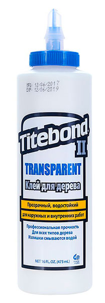 Клей водостойкий Titebond для дерева прозрачный 0,473л