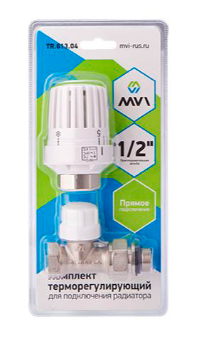 Комплект "MVI" (вентиль угловой +термоголовка) 1/2" TR.613.04