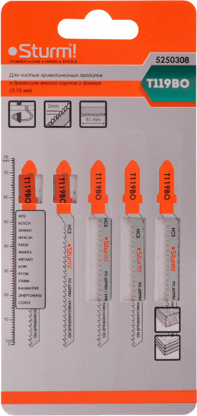 Пилки д/лобзика T119BO 5шт Sturm 5250308