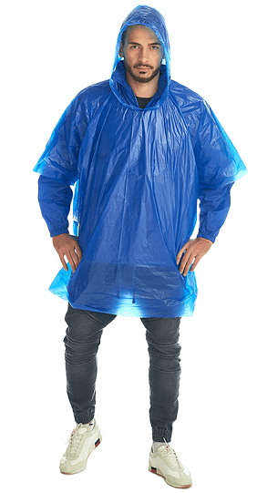 Дождевик-пончо "Комфорт" Синий (Размер универсальный, вес 30гр, 20 микрон, без заст, первичный ПНД)