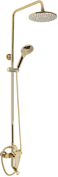 Смеситель с душевой стойкой MAGNUS с 2-я лейками, ЗОЛОТО (9375)