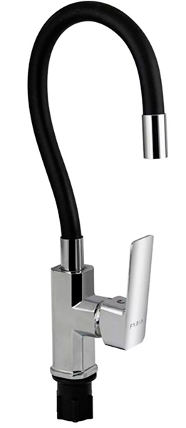Смеситель FABIA для кухни ХРОМ с гибким изливом ЧЕРНЫЙ (9655)