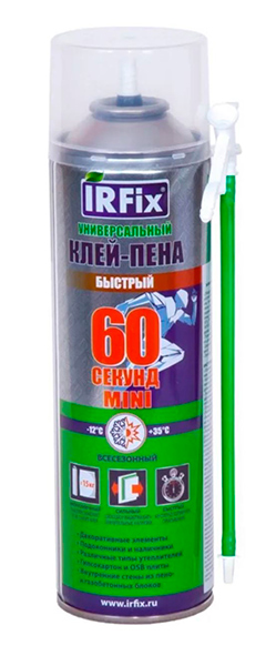 Клей-пена IRFIX Универсальный 60 секунд MINI бытовой (500мл) 1/16