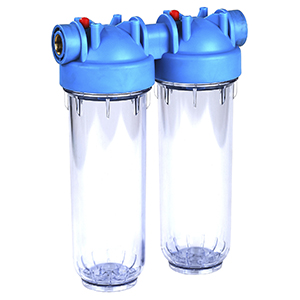 Магистральный фильтр "Thermofix" (1/2", 10", хол. вода, прозрачный, двойной, с картриджем) (ТС-2G)