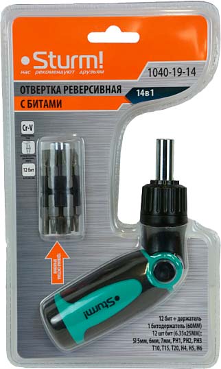 Отвертка реверсивная 14в1 Sturm! 1040-19-14