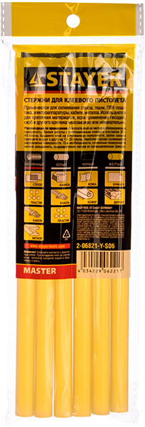 Стержни для клеевого пист, диам.11/200мм, 6шт жёлт 2-06821-Y-S06