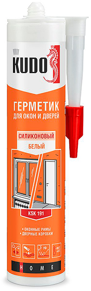 Герметик KUDO для окон и дверей силиконовый БЕЛЫЙ 280мл  KSK-191 (12шт)