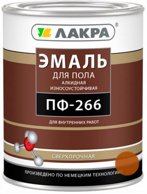 Эмаль ПФ-266 желто-коричневый 2кг Лакра