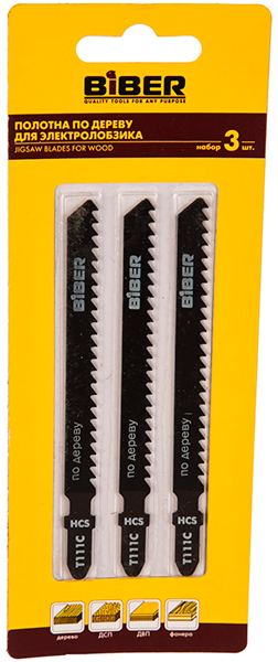 Пилки эл.лобз. д/древ.74/3мм  Т111С быстр.рез 3шт (25/200) 85276 БИБЕР