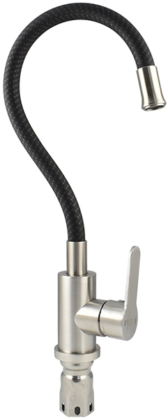 Смеситель НЕРЖАВЕЮЩАЯ СТАЛЬ MAGNUS для кухни гибкий излив ТЕМНОСЕРЫЙ (9219)