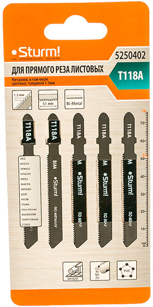 Пилки д/лобзика T118A 5шт Sturm 5250402