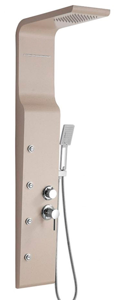 юДушевая панель GFmark "тропический душ" с двумя лейками, БЕЖЕВЫЙ корпус, НЕРЖАВЕЮЩАЯ СТАЛЬ (5507)