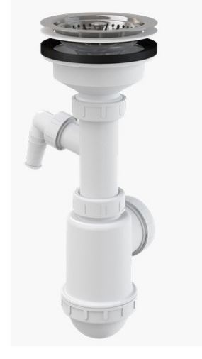 ALCAPLAST сифон для мойки с нерж.решеткой  и подводкой 115  (A446P-DN50/40)