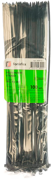 Стяжки нейлоновые КСС 4*300 (ч) (100шт.) (Fortisflex)