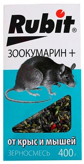 Средство мыши/крысы Зоокумарин зерно 400г.RUBIT
