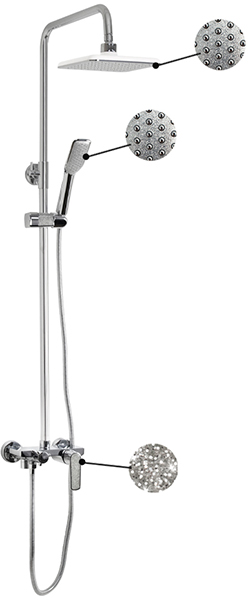 юСмеситель с душевой стойкой GFmark с 2-я лейками, (4875)