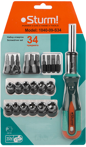 Отвертка с насадками 34 предмета Sturm! 1040-09-S34