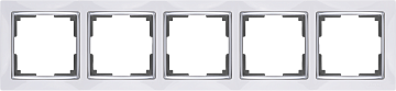 Рамка WERKEL на 5 поста (белый)  WL03-Frame-05-white хром вставка