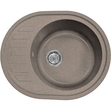 Мойка мрамор FOSTO FG 61-50 ОВАЛ МАЛЫЙ, цвет 435 латте, 610*500*190, С СИФОНОМ