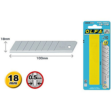 OLFA Лезвие 18-100-0,5мм 10шт OL-LB-10B