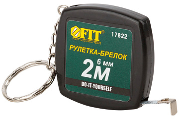 Брелок-рулетка FIT 2м белая квадратная 17822