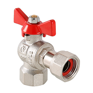 Кран шаровой с нак.гайкой (Valtec) d15(1/2) угловой бабочка м/м (VT266 N0404)