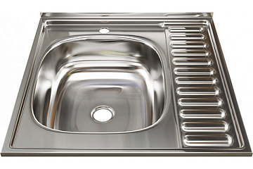 Мойка из нержавеющей стали накладная MIXLINE 60*60 (ЛЕВ) толщина 0,4мм, глубина 160мм ()