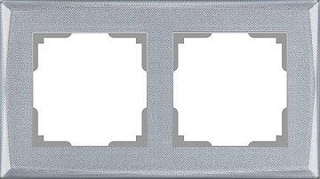 Рамка на 2 поста  (серебряный клетка) WL10-Frame-02 стекло