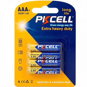Эл. питания солевой PKCELL 1.5V ААА R03P, 4 шт/бл