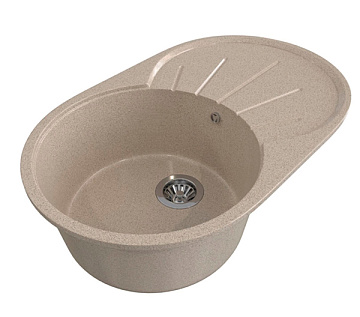 Мойка из искусственного мрамора MIXLINE ML-GMS05 овал с крылом 735*455*170 ПЕСОЧНЫЙ (302)