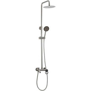 Смеситель с душевой стойкой BRIMIX с 2-я лейками, хром матовый (3085)