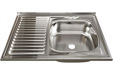 Мойка из нержавеющей стали накладная MIXLINE 80*60 (ПРАВАЯ) толщина 0,4мм, глубина 160мм ()