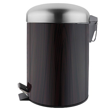 Ведро для мусора круглое 5л САНАКС НЕРЖ.СТАЛЬ ТЁМНОЕ ДЕРЕВО (1405)