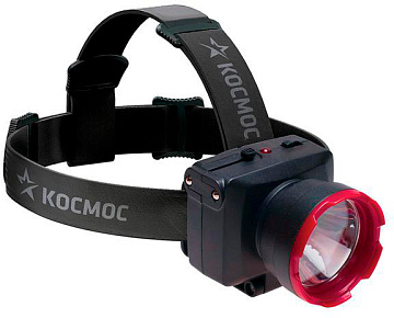 Фонарь Космос налоб с/д аккум  H1W, 2 реж, 1W LED, 500mah,  зарядка от сети