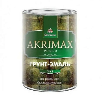 Грунт-эмаль 3в1 глянцевая «AKRIMAX-РREMIUM» 0,8кг  зеленая