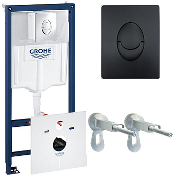 Инсталляция для унитаза GROHE Rapid SL кнопка овал, черная, крепление (1000044)