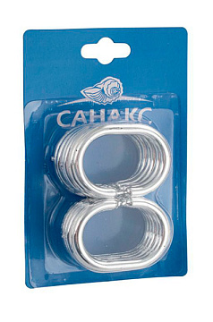 Кольца для штор и карнизов в ванную и душевую, хромированные пластиковые 12 штук (75002)