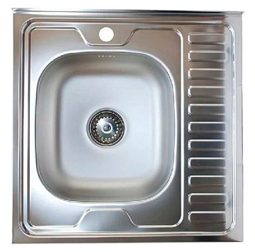 Мойка из нержавеющей стали накладная 60*60 (ЛЕВАЯ) толщина 0,4мм, глубина _мм (Китай)