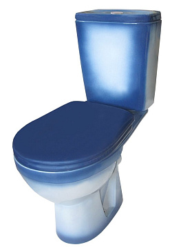 Унитаз (компакт) ROSA "РИО" горизонтальный выпуск, слив 3/6литров, сиденье полипропилен (СИНИЙ)
