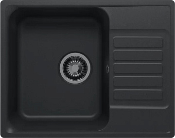 Мойка кухонная кварцевая POLIGRAN QuartzBond 600 УГОЛЬ (С СИФОНОМ)