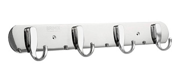 Крючок на планке 4шт BRIMIX НЕРЖ СТАЛЬ, ХРОМ (574)