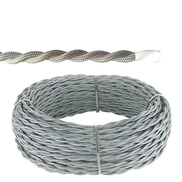 Ретро кабель витой  2х1,5  (серый)