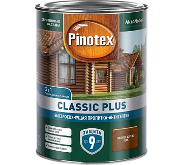 Pinotex Classic Plus быстросохн. пропитка-антисептик 3 в 1 для древесины тиковое дерево ( 0,9л)