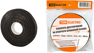 Изолента Х/Б TDM 19 мм 7 м двухсторонняя SQ0526-0501