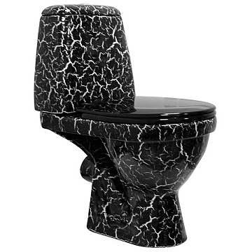 Унитаз (компакт) ROSA "ПРЕМЬЕР" крышка сиденье (КРАКЕЛЮР ЧЕРНЫЙ))