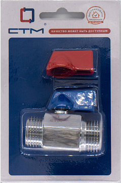 Кран шар. мини для воды 1/2" ш/ш флажок, хром. CTM